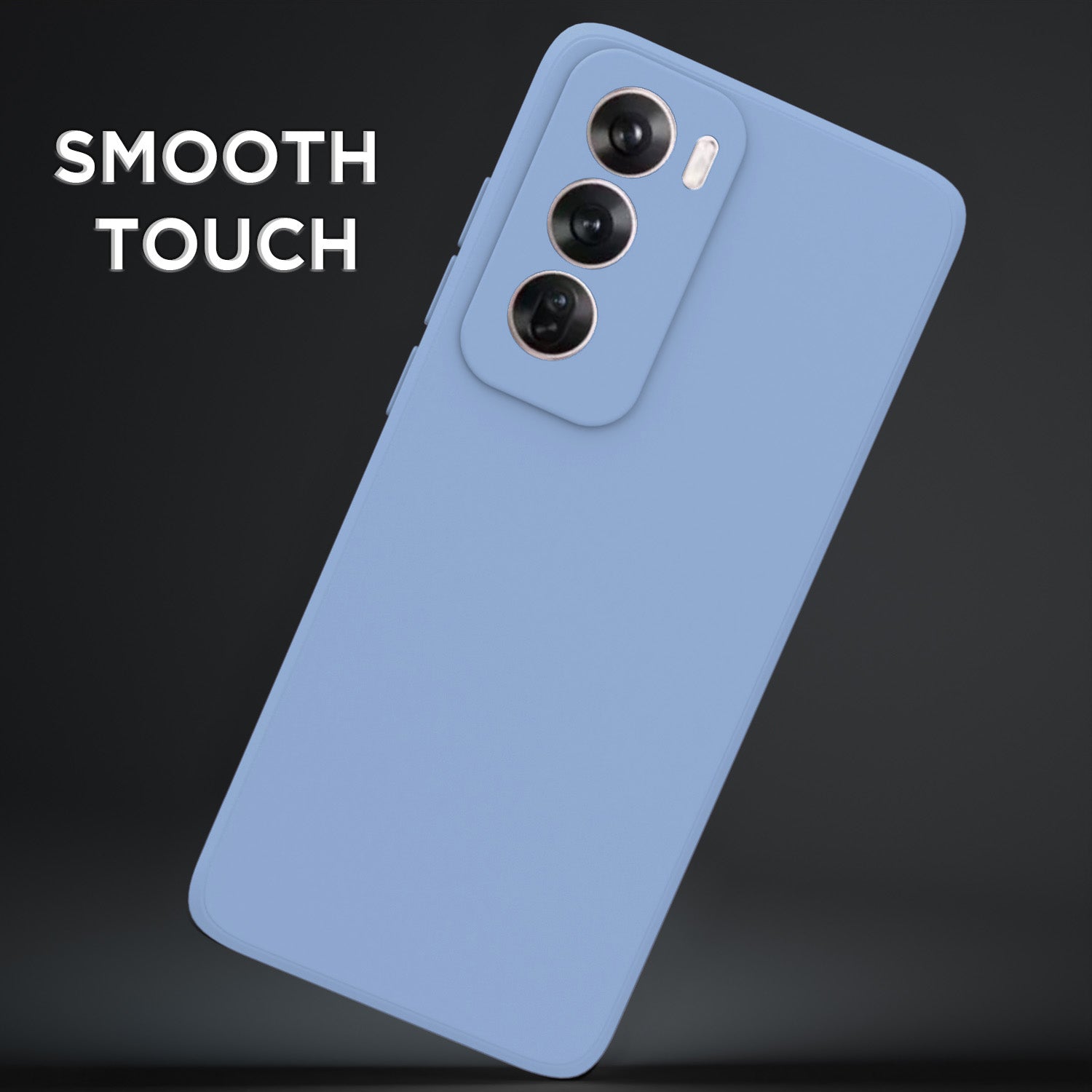 Pikkme Oppo Reno 12 Pro 5G Soft Matte Liquid Silicone Back Cover (Aqua Blue)