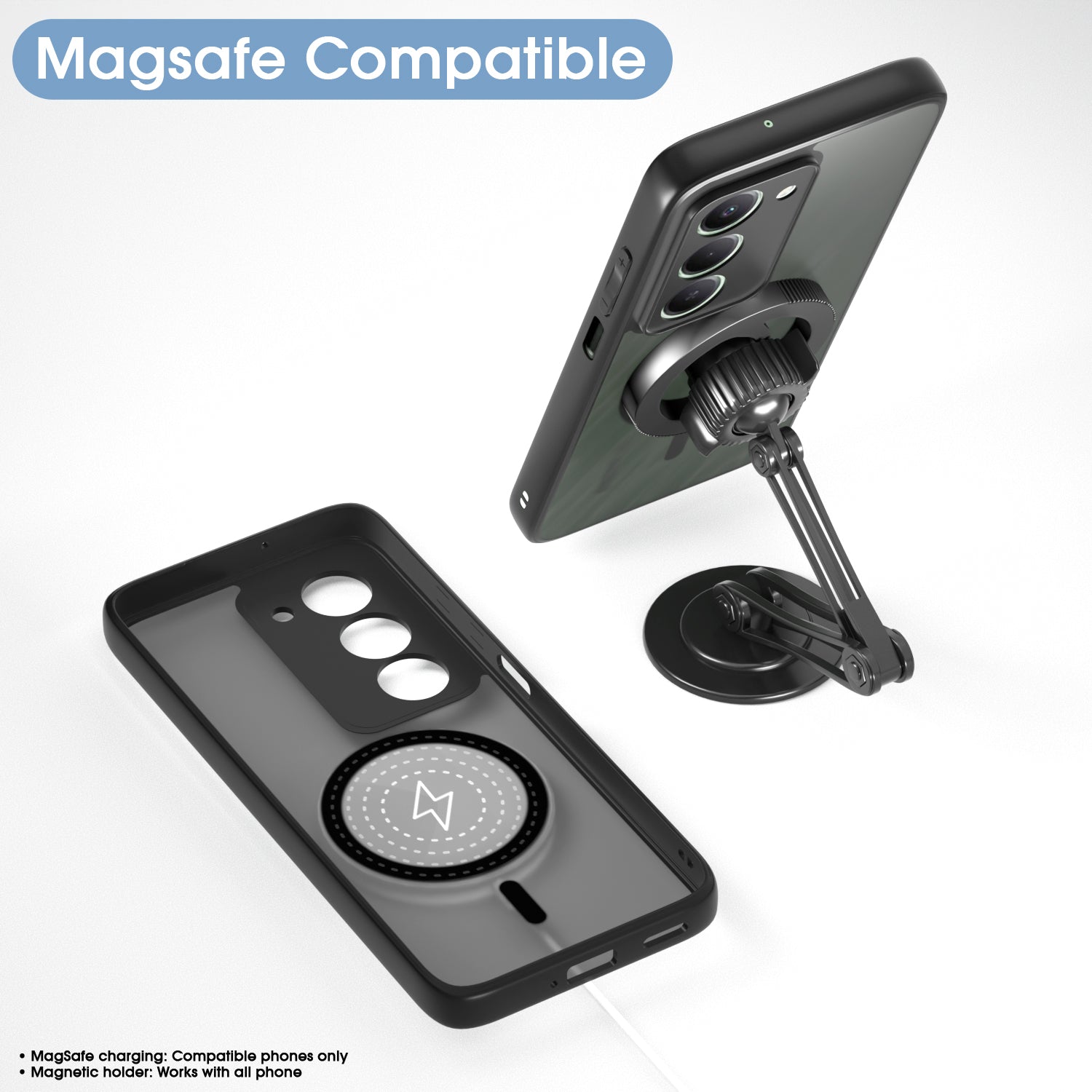 Pikkme Redmi 15 5G Eagle 2 Mag-Safe Smoke Shockproof Hard Transparent Back Cover (Black)