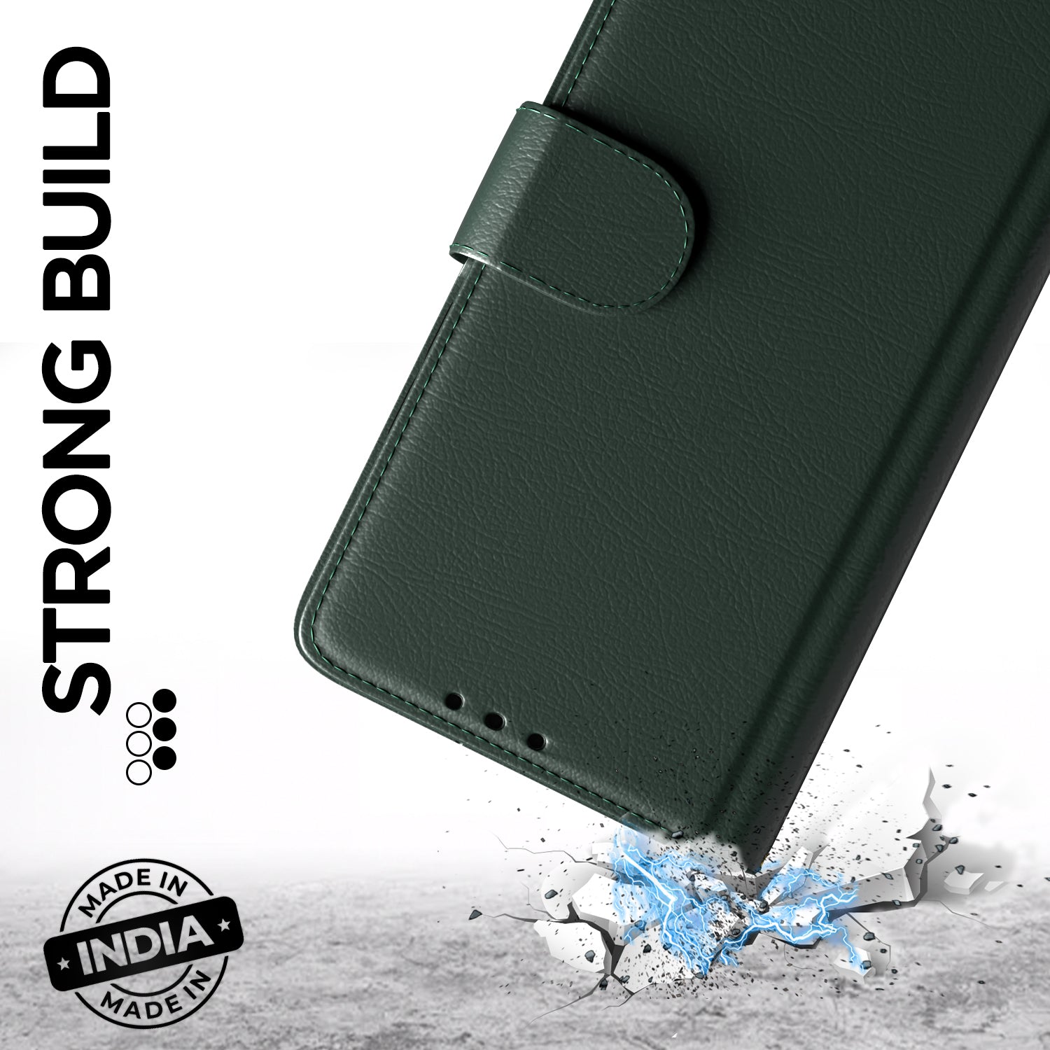 Pikkme Oppo K13x 5G Premium Leather Finish Vintage Flip Cover (Green)