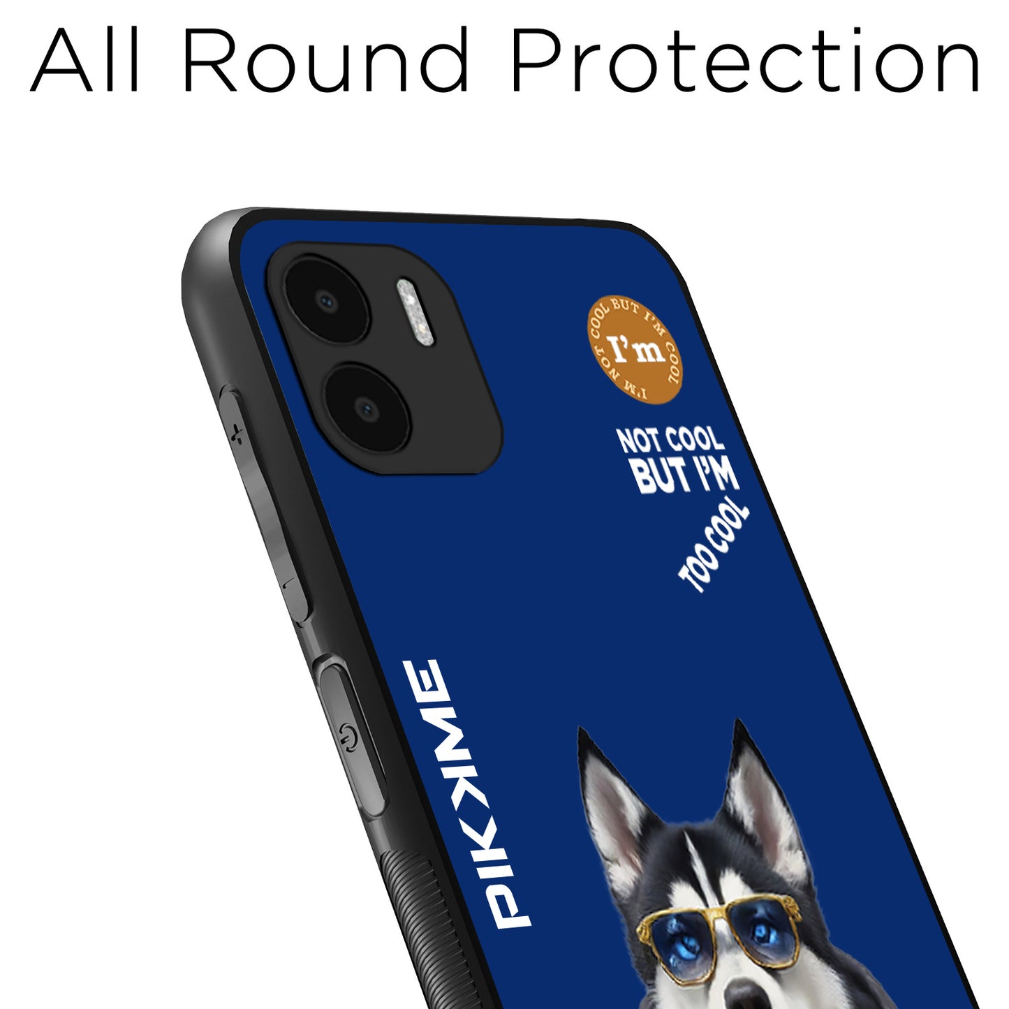 Pikkme Back Cover Pc Tpu + Printed Cool Funky Stylish Blue Dog Swag Raised Edges Camera Protection |Bumper Case For Redmi A1 (Design 08)