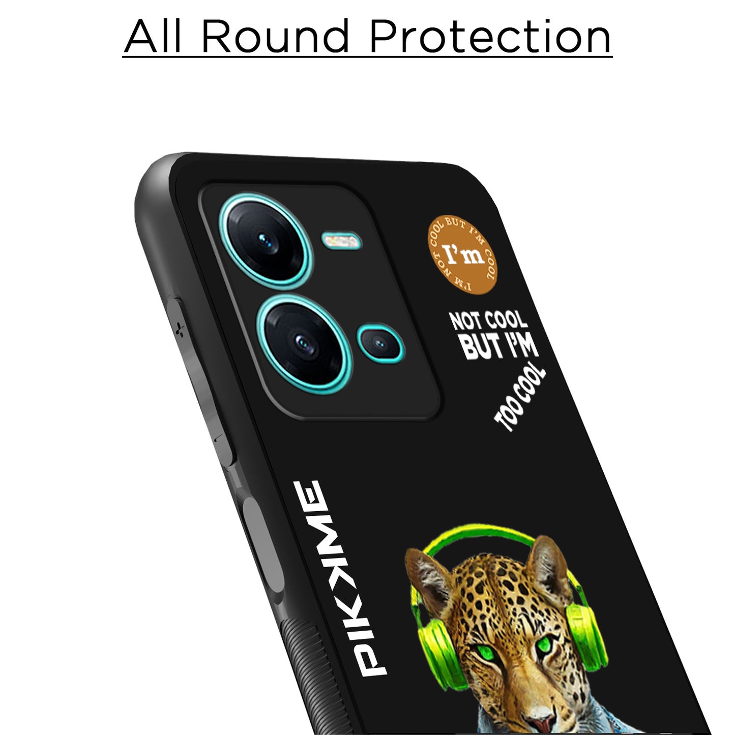 Pikkme Back Cover Pc Tpu + Printed Cool Funky Stylish Black Leopard Swag Raised Edges Camera Protection |Bumper Case For Vivo V25 5G (Design 03)