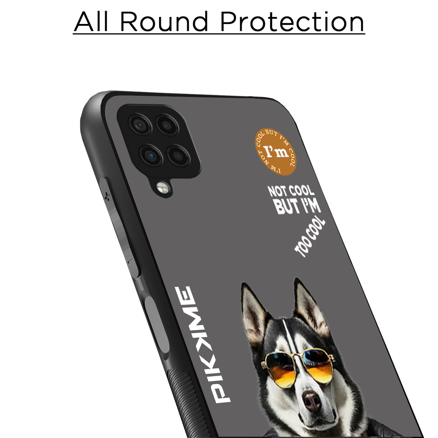 Pikkme Back Cover Pc Tpu + Printed Cool Funky Stylish Grey Dog Swag Raised Edges Camera Protection |Bumper Case For Samsung Galaxy M12 (Design 02)