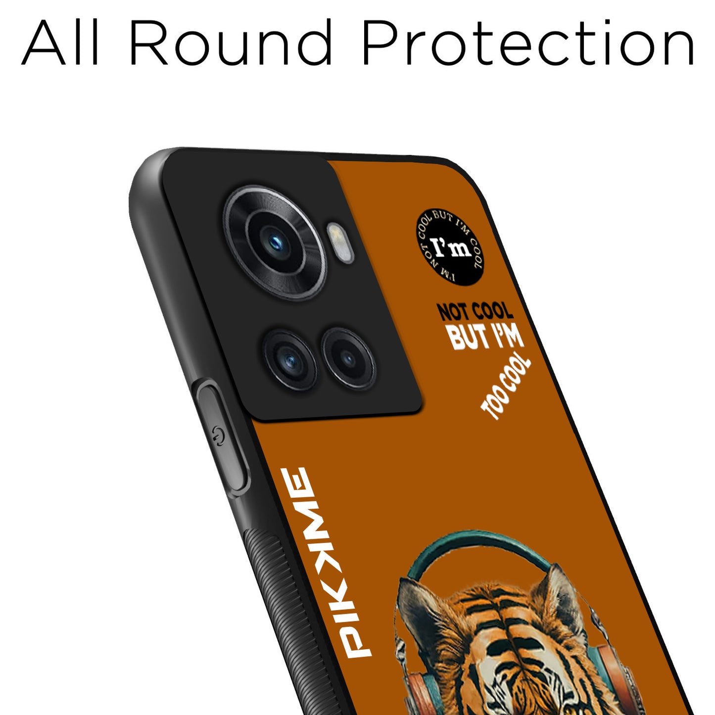 Pikkme Back Cover Pc Tpu + Printed Cool Funky Stylish Brown Tiger Swag Raised Edges Camera Protection |Bumper Case For OnePlus 10R (Design 09)