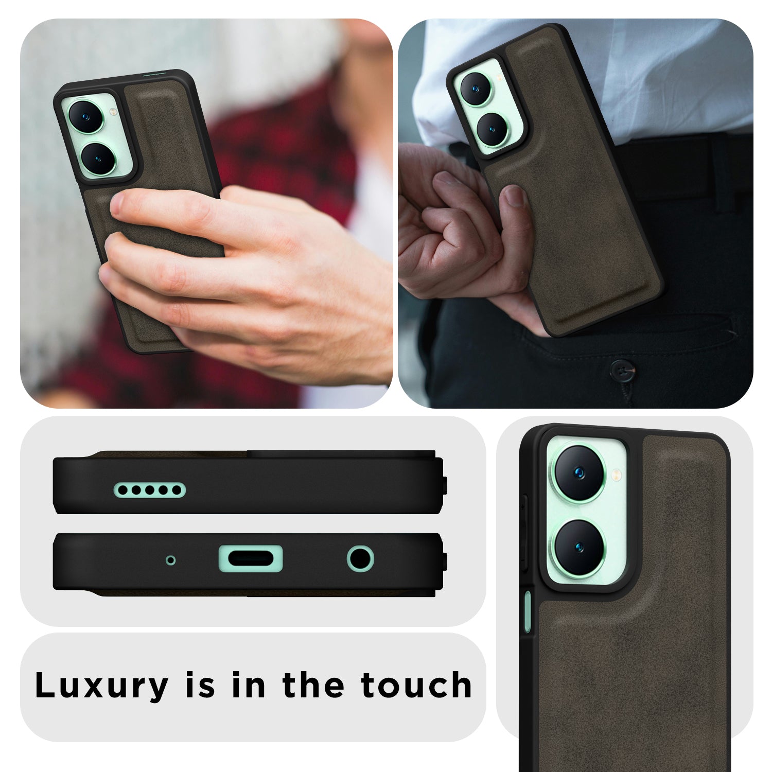 Pikkme iQOO Z9 Lite 5G | Vivo T3 Lite 5G | Vivo Y18 | Y18e | Y03 Premium Super Soft-Touch Leatherback Case (Brown)