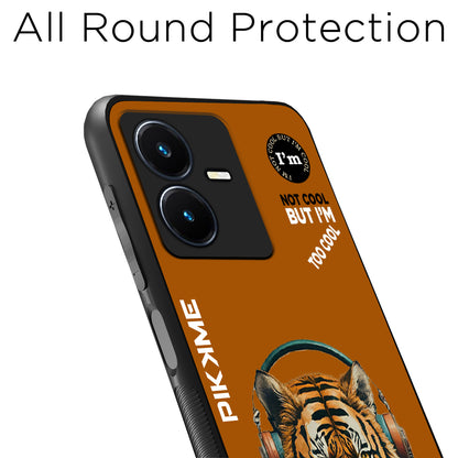 Pikkme Back Cover Pc Tpu + Printed Cool Funky Stylish Brown Tiger Swag Raised Edges Camera Protection |Bumper Case For Vivo Y22 (Design 09)