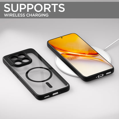Pikkme Samsung Galaxy A07 5G Eagle 2 Mag-Safe Shockproof Hard Transparent Back Cover (Black)