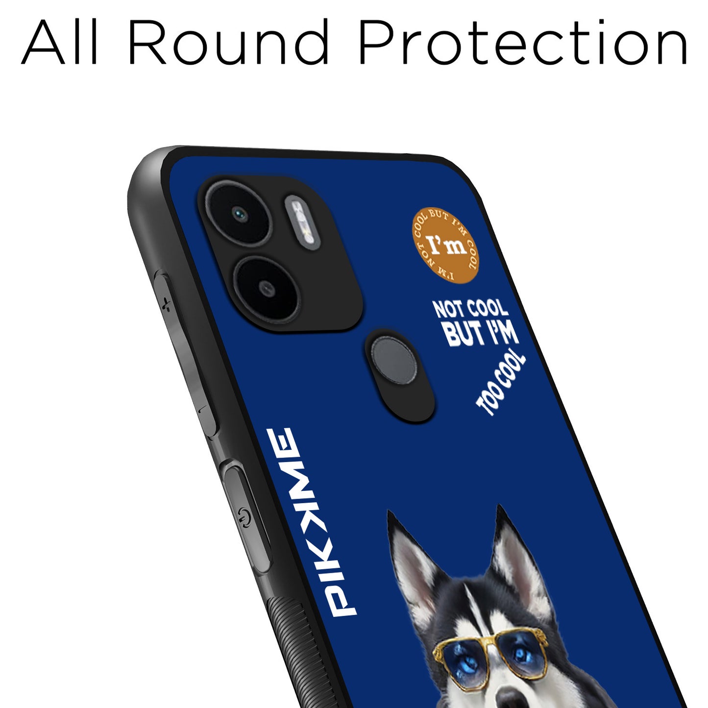 Pikkme Back Cover Pc Tpu + Printed Cool Funky Stylish Blue Dog Swag Raised Edges Camera Protection |Bumper Case For Redmi A1 Plus (Design 08)