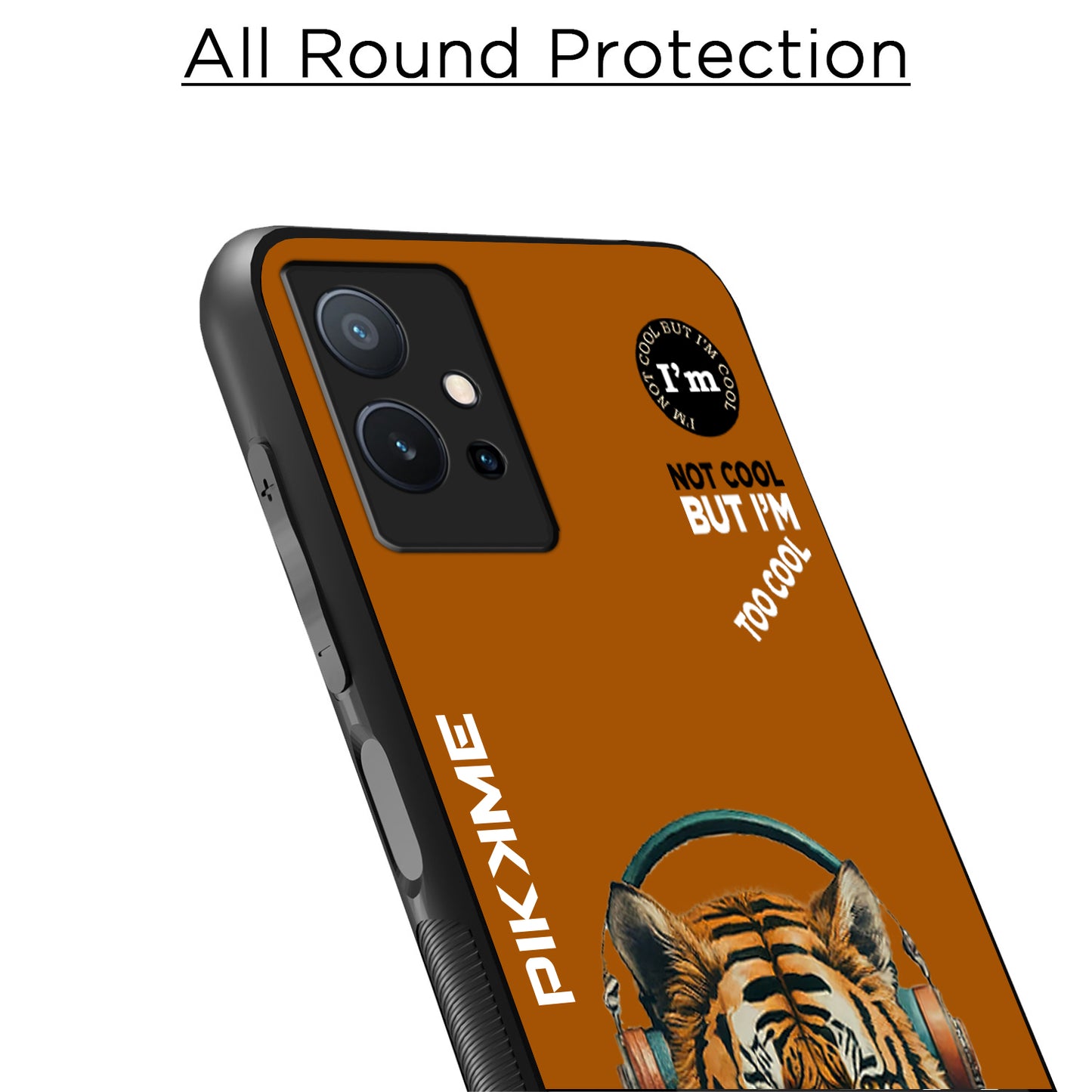 Pikkme Back Cover Pc Tpu + Printed Cool Funky Stylish Brown Tiger Swag Raised Edges Camera Protection |Bumper Case For Vivo T1 5G (Design 09)