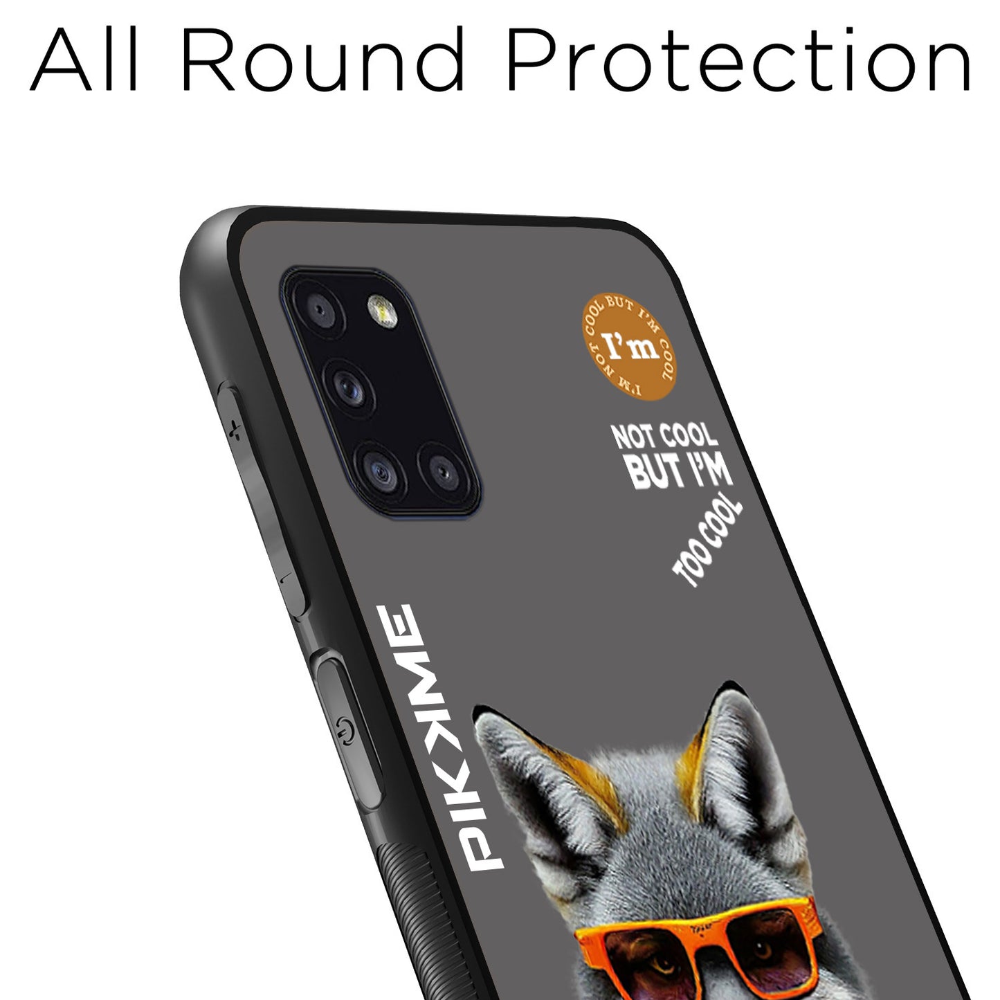 Pikkme Back Cover Pc Tpu + Printed Cool Funky Stylish Grey Wolf Swag Raised Edges Camera Protection |Bumper Case For Samsung Galaxy A31 (Design 01)