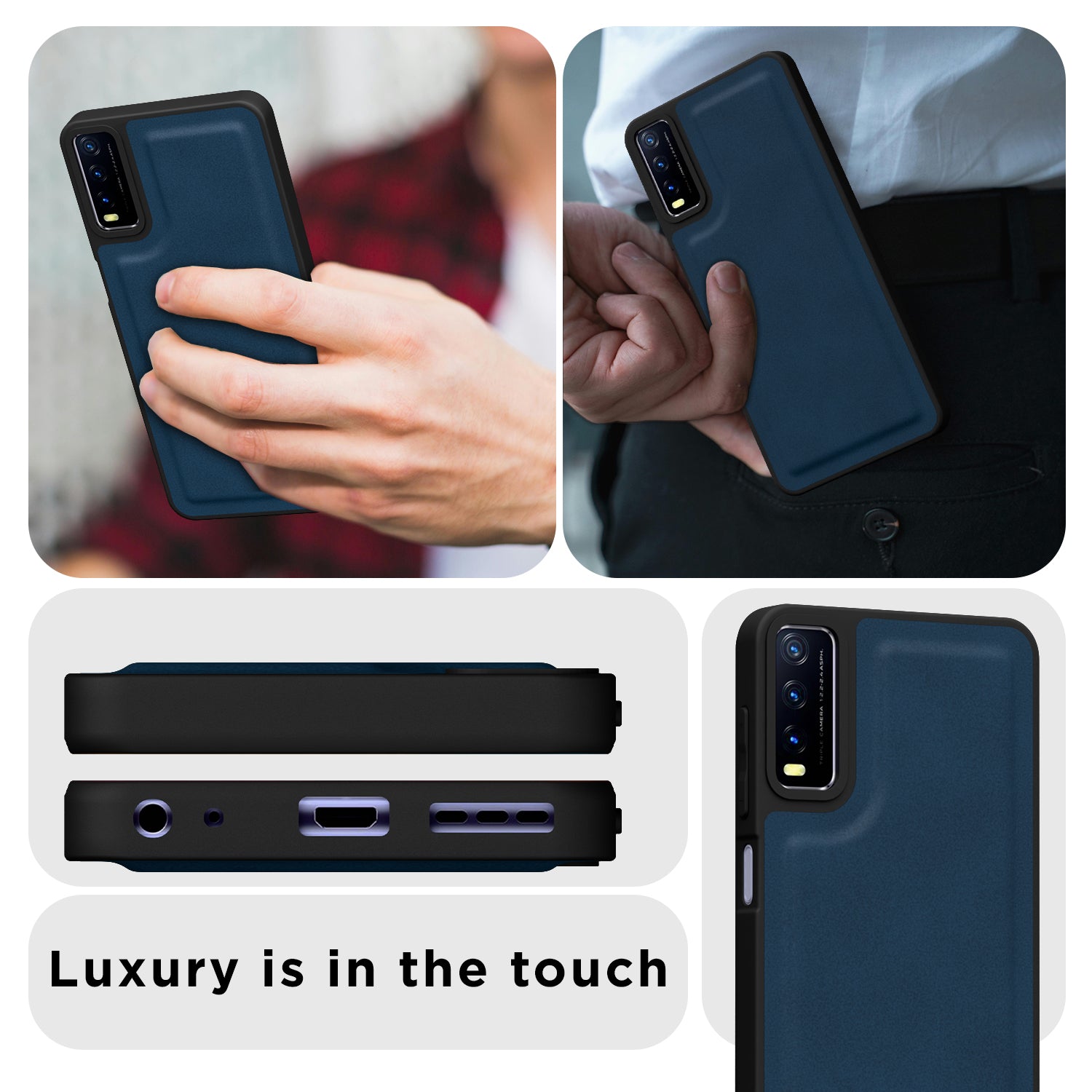 Pikkme Vivo Y12s / Y20 / Y20i / Y20G Premium Leatherback Case (Blue)
