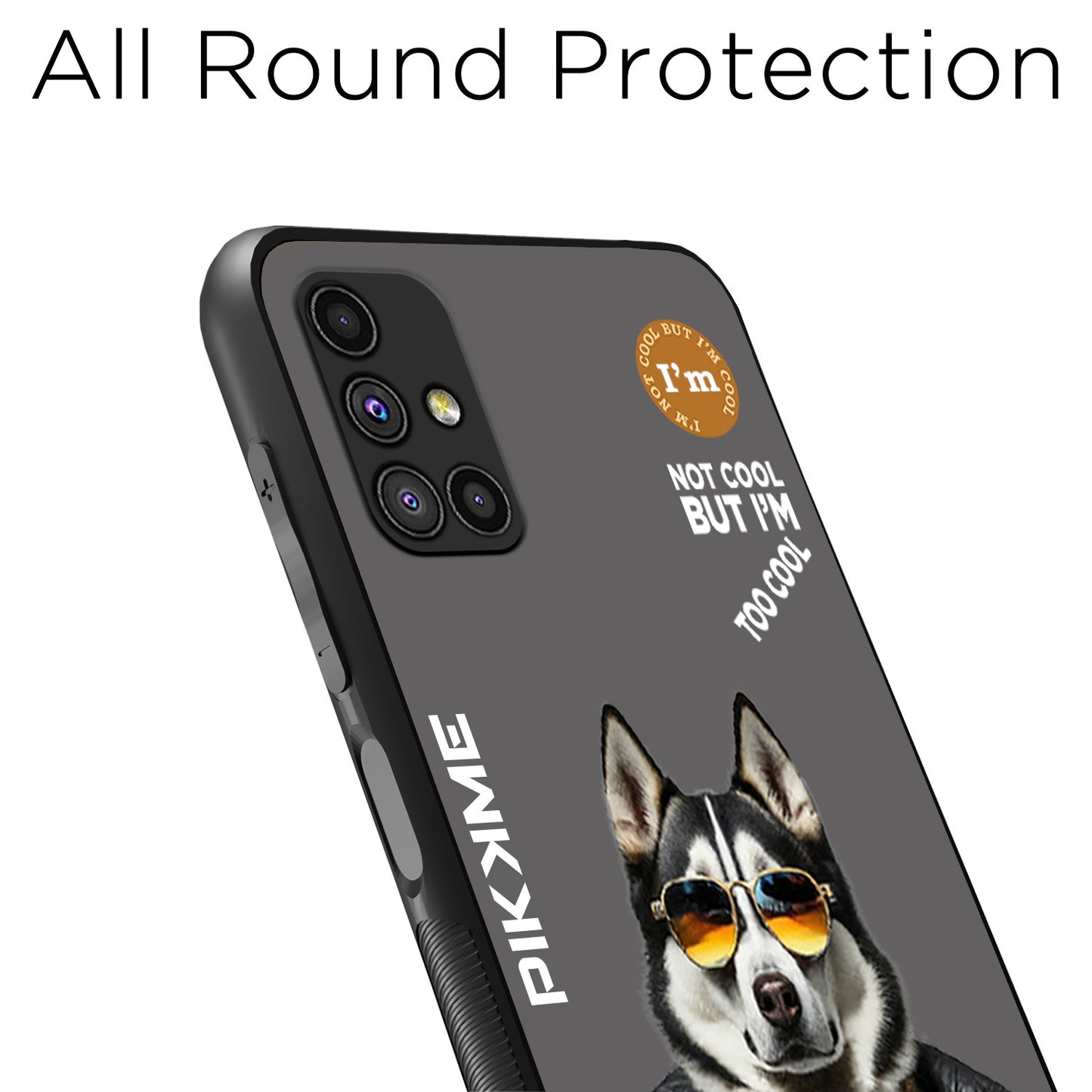 Pikkme Back Cover Pc Tpu + Printed Cool Funky Stylish Grey Dog Swag Raised Edges Camera Protection |Bumper Case For Samsung Galaxy M51 (Design 02)