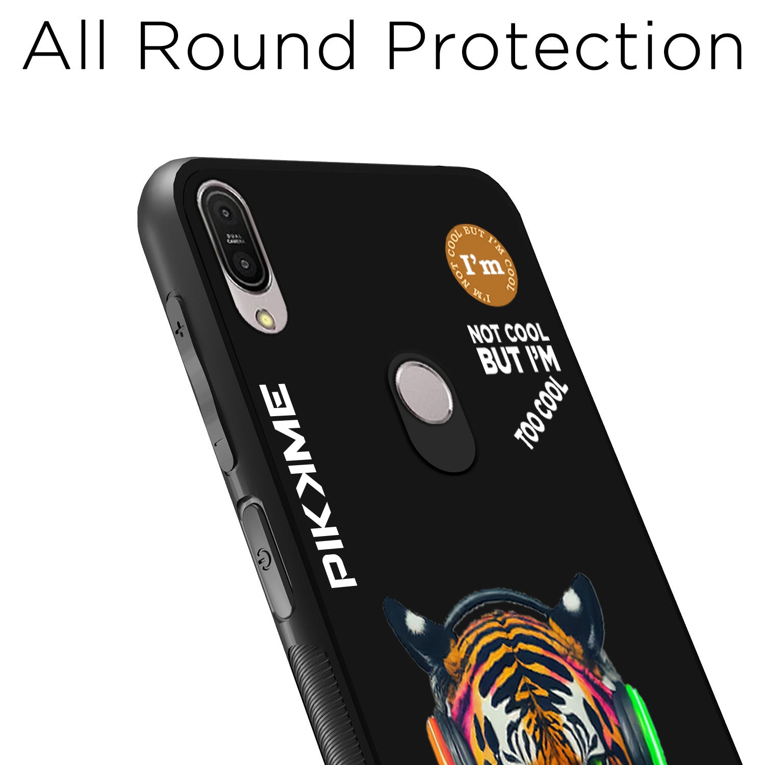 Pikkme Back Cover Pc Tpu + Printed Cool Funky Stylish Black Tiger Swag Raised Edges Camera Protection |Bumper Case For Asus Max Pro M1 (Design 06)