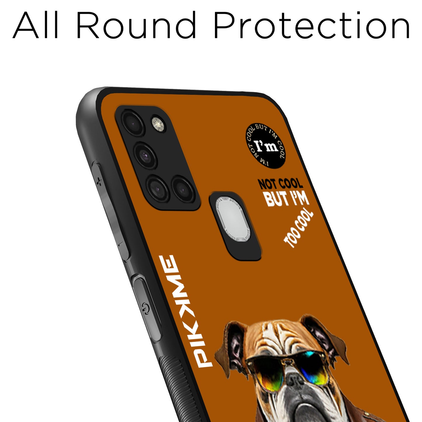 Pikkme Back Cover Pc Tpu + Printed Cool Funky Stylish Brown Dog Swag Raised Edges Camera Protection |Bumper Case For Samsung Galaxy A21S (Design 10)