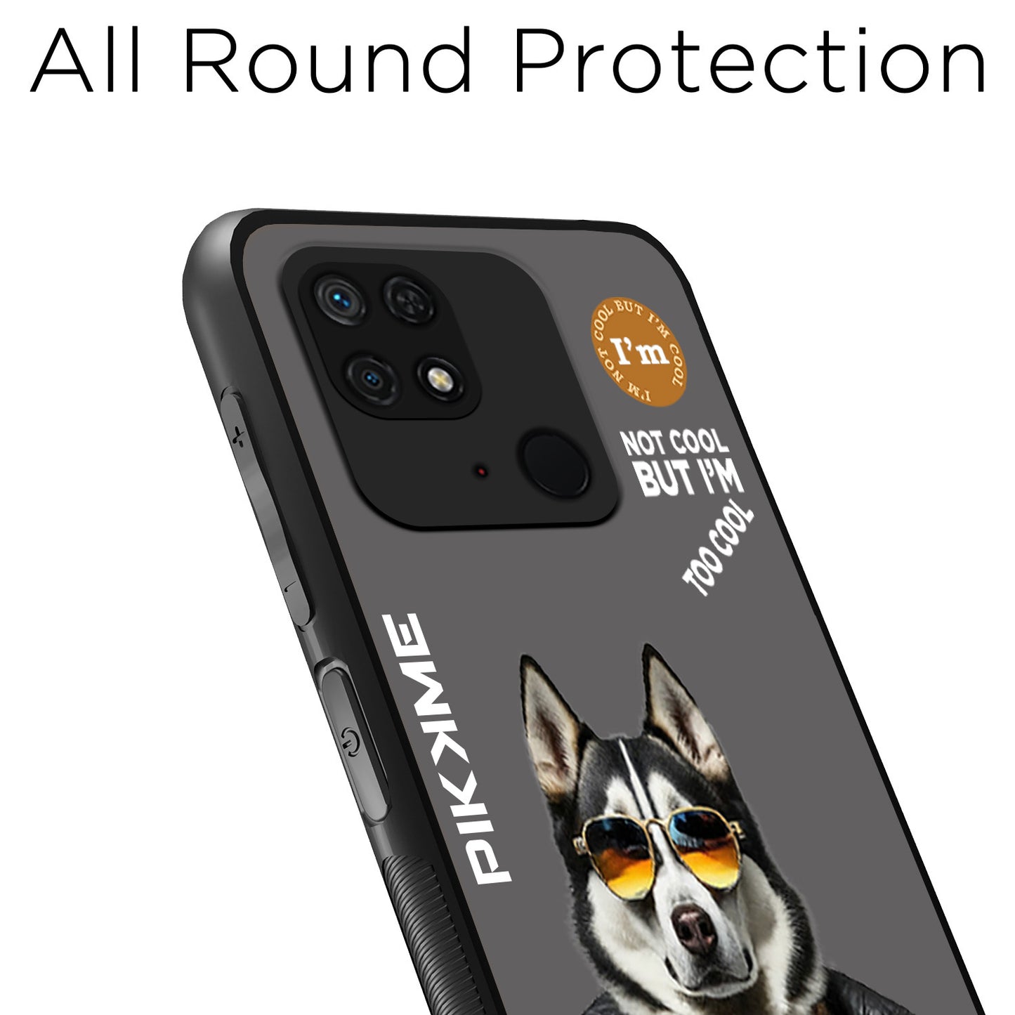 Pikkme Back Cover Pc Tpu + Printed Cool Funky Stylish Grey Dog Swag Raised Edges Camera Protection |Bumper Case For Redmi 10 (Design 02)