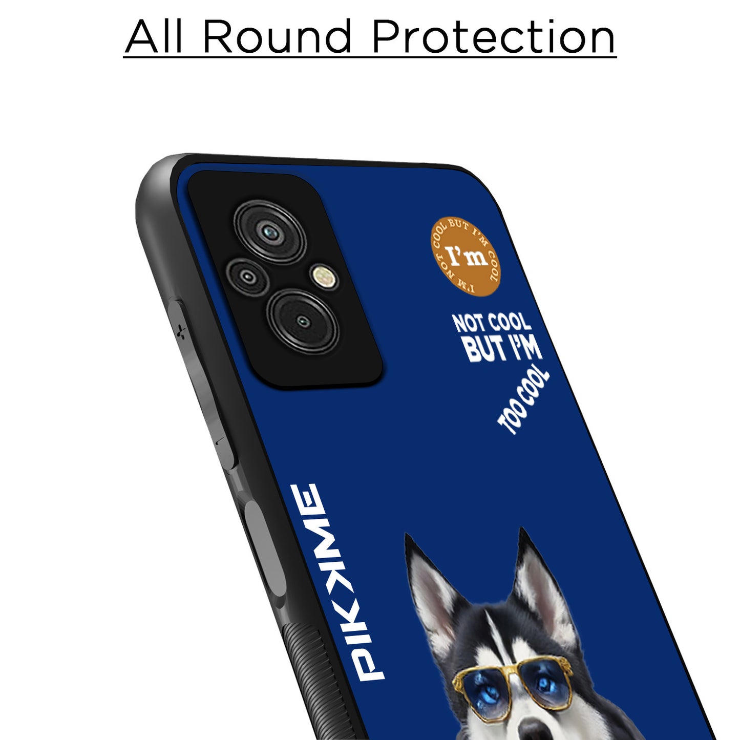 Pikkme Back Cover Pc Tpu + Printed Cool Funky Stylish Blue Dog Swag Raised Edges Camera Protection |Bumper Case For Redmi 11 Prime (Design 08)