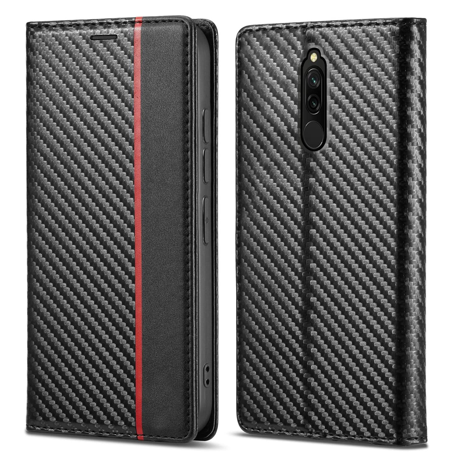 Pikkme black wallet flip cover for Redmi 8/8A