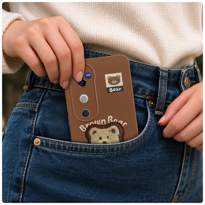 Pikkme brown Plush Patch back cover for Vivo V40/V40 Pro/T3 Ultra 5G – photo 4