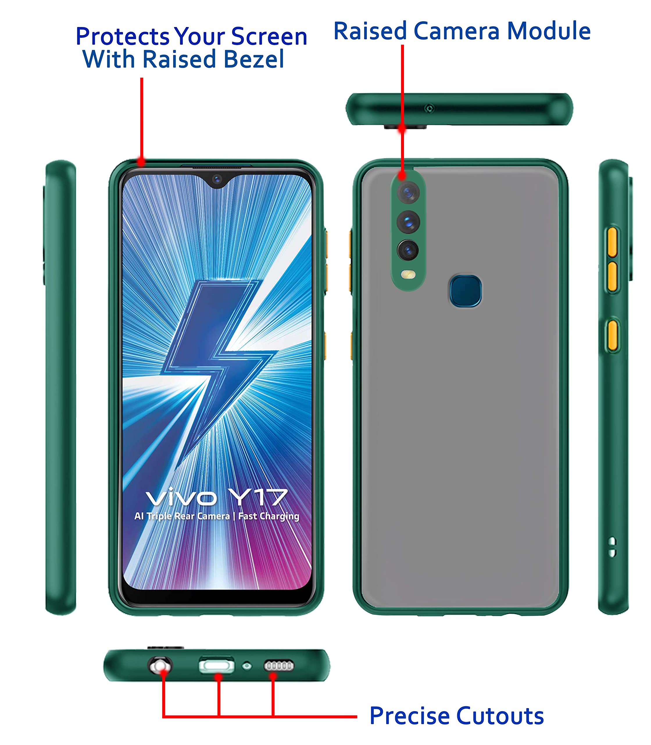 Vivo Y12/Y15/Y17/U10 Matte phone cover in green by Pikkme – photo 3