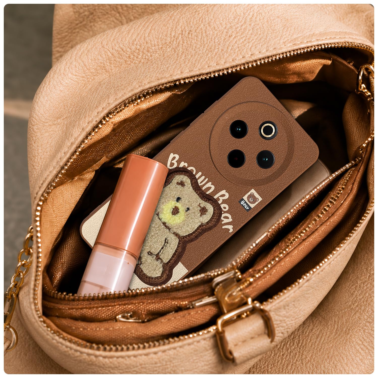 Vivo T4/iQOO Z10 5G Plush Patch mobile cover in brown by Pikkme – photo 5