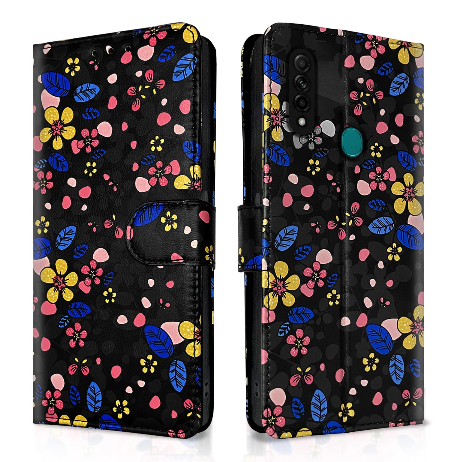 Oppo A31 Wallet flip case in black flower by Pikkme