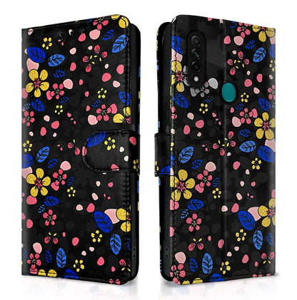 Oppo A31 Wallet flip case in black flower by Pikkme