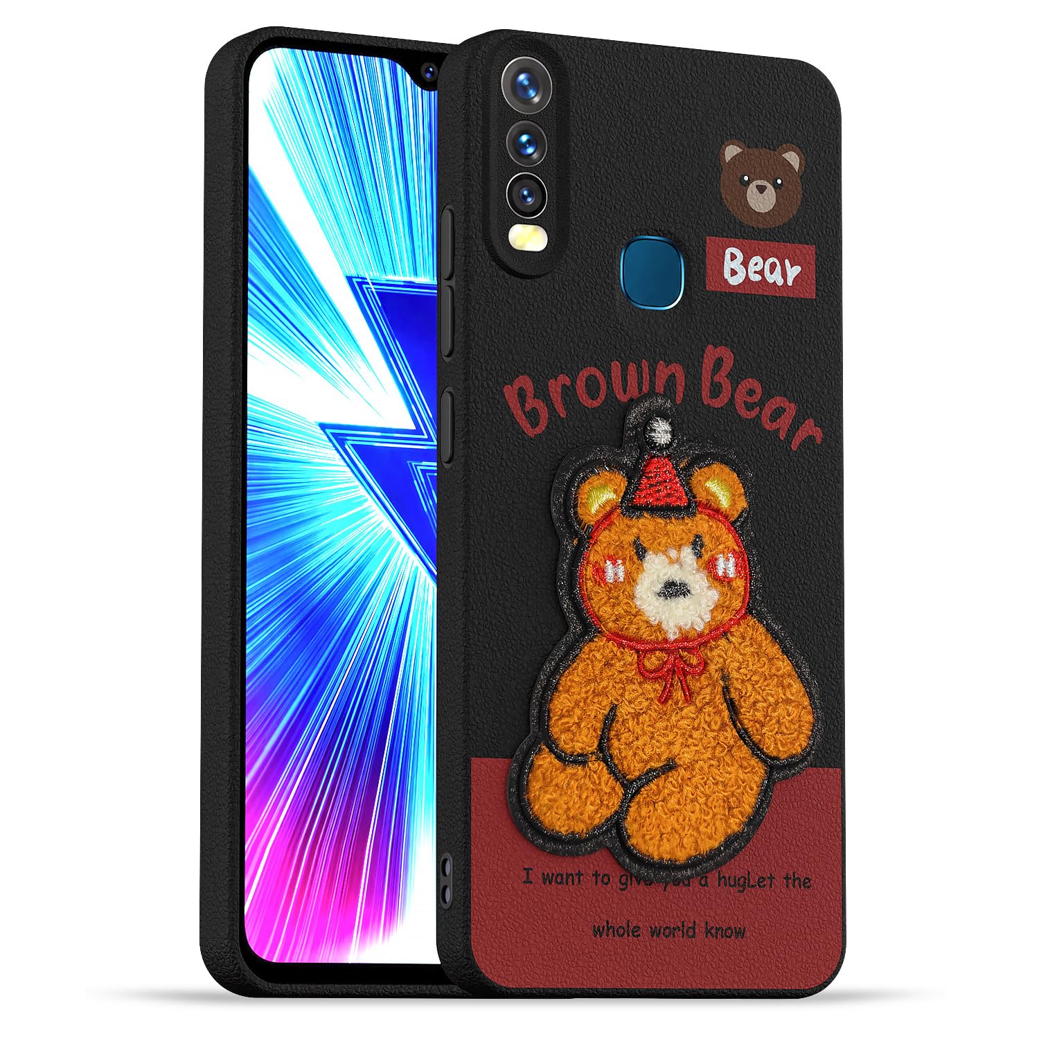 Pikkme cherry Plush Patch back cover for Vivo Y12/Y15/Y17/U10