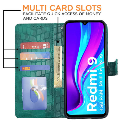 Green Wallet mobile flip cover for Redmi 9/9C – Pikkme – photo 2