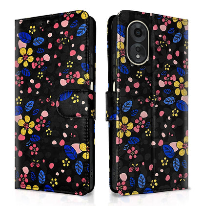 Oppo A38/A18 4G Wallet flip case in black flower by Pikkme