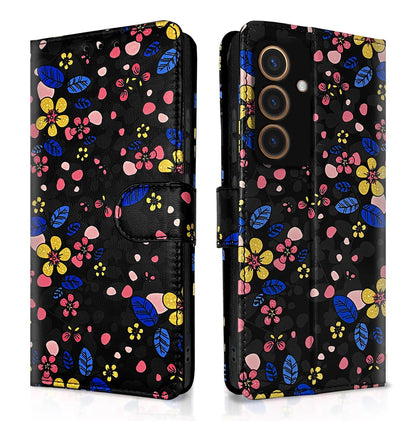 Pikkme black flower flip case for Samsung S24 5G