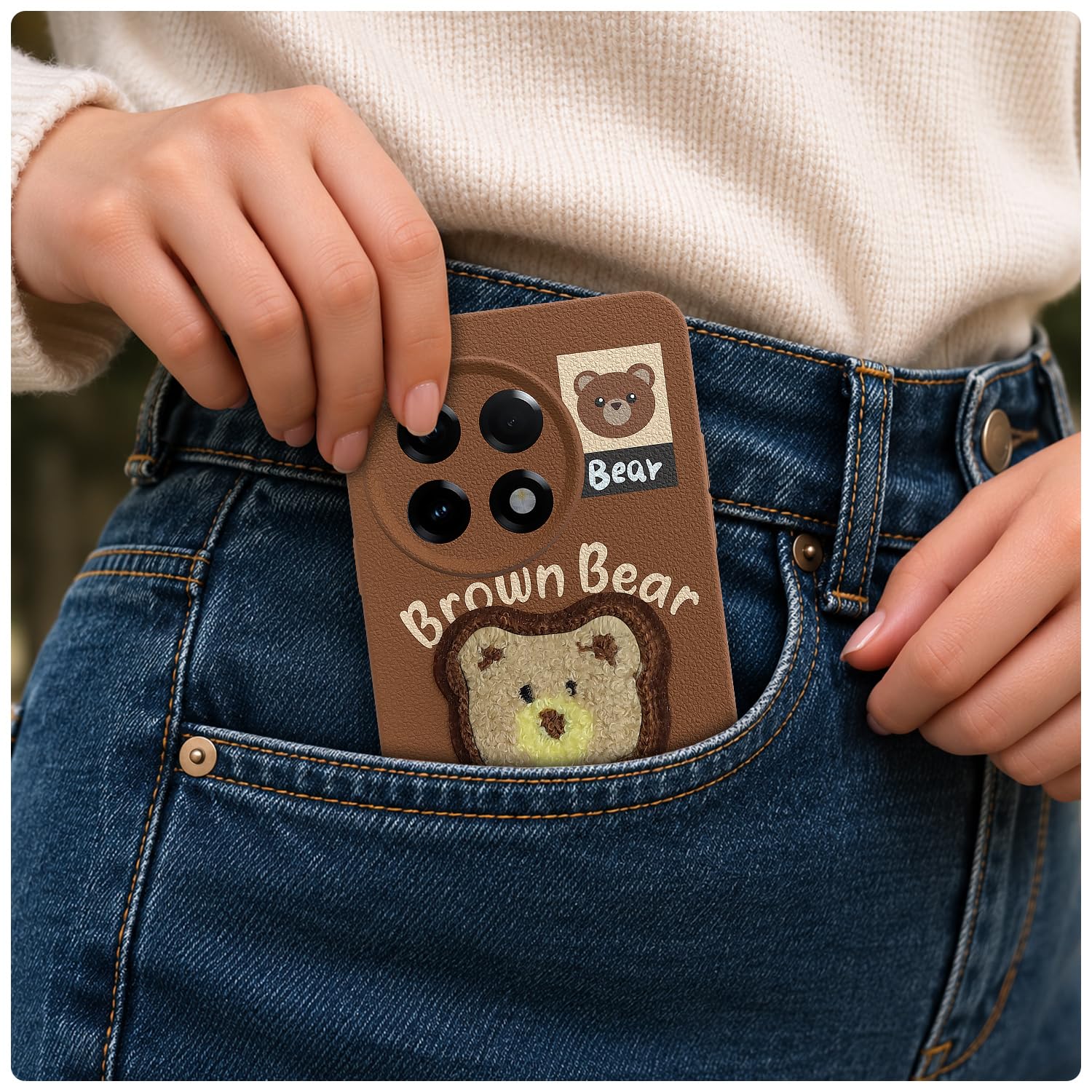 Brown Plush Patch mobile back cover for OnePlus 11R 5G – Pikkme – photo 4