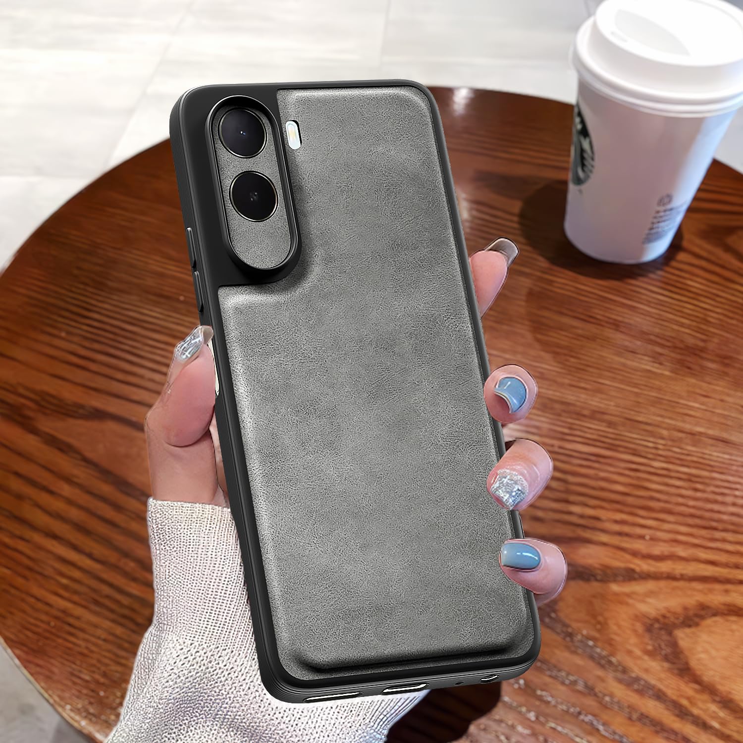 Pikkme grey Leather mobile back cover for Redmi A7 Pro/Poco C85x 5G – photo 7