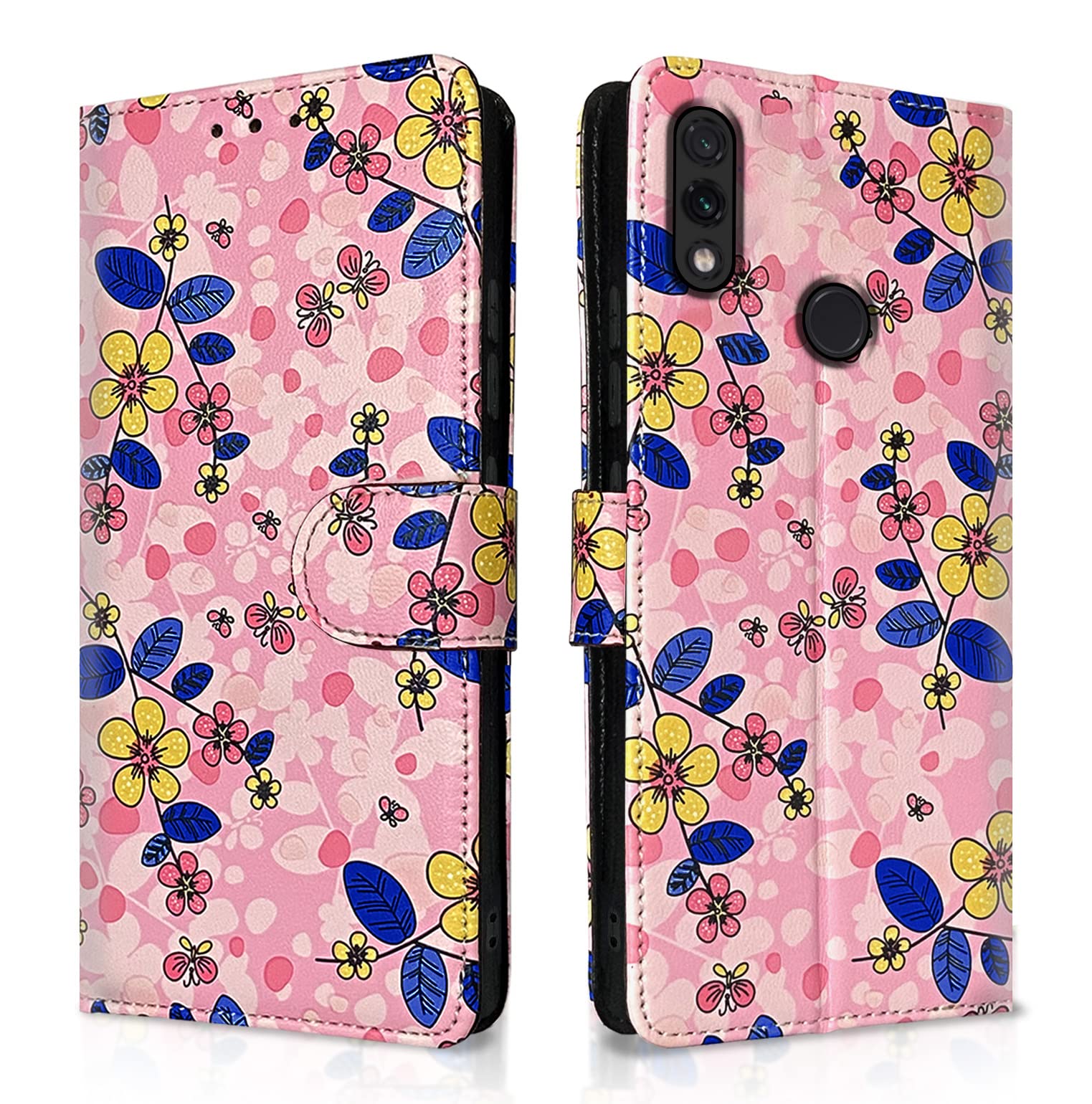 Pikkme Redmi Note 7/Note 7 Pro/Note 7S Wallet pink flower flip case