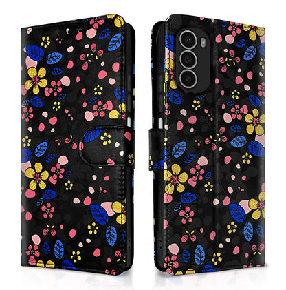Pikkme black flower flip case for Moto G52/G82 5G