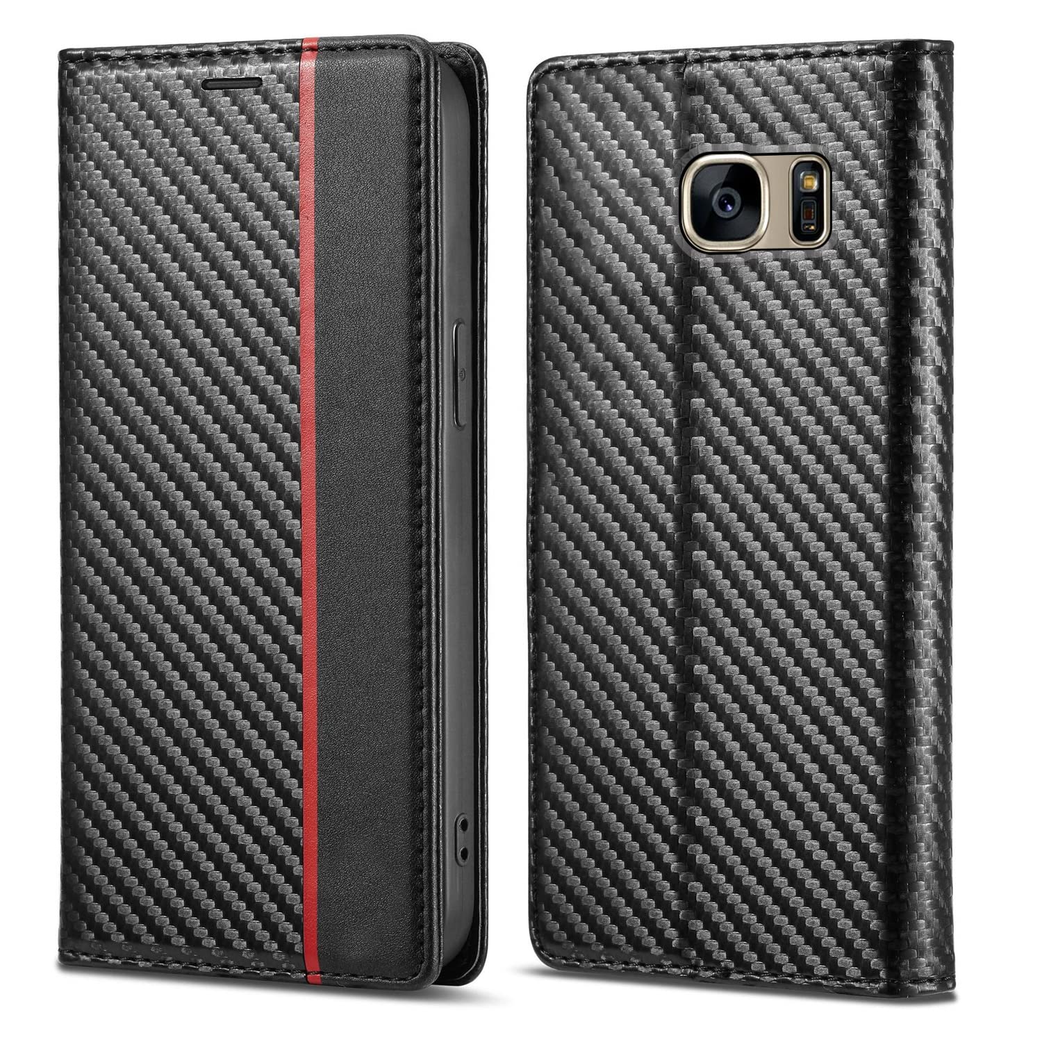 Pikkme black Wallet mobile flip cover for Samsung S7 Edge