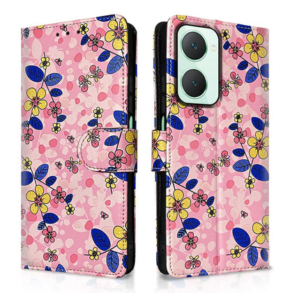 Pink flower flip case for iQOO Z9 Lite 5G/Vivo T3 Lite 5G/Vivo Y18/Y18e/Y03 – Pikkme