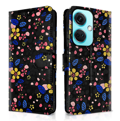 Pikkme black flower Wallet flip case for OnePlus Nord CE 3 5G