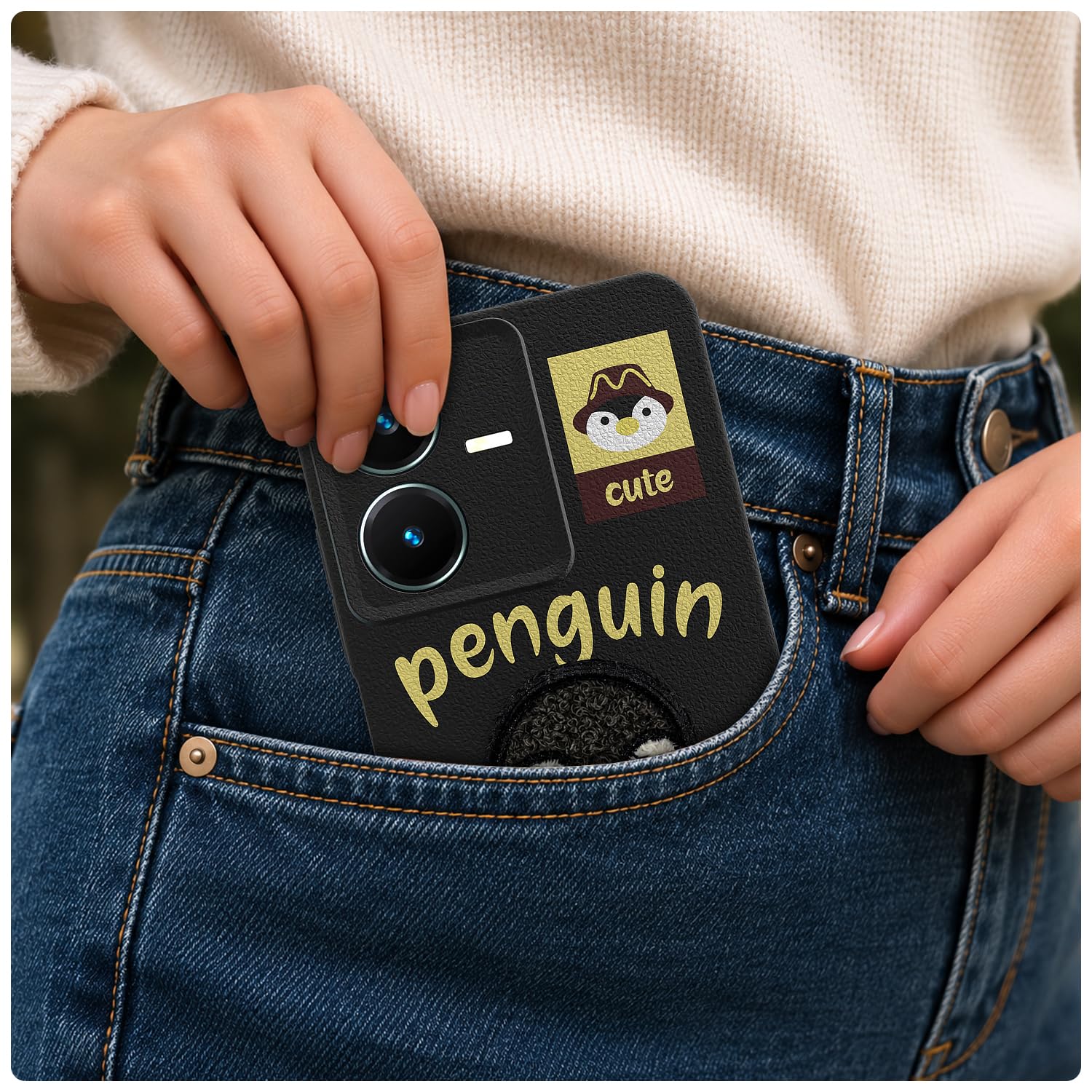 Pikkme Vivo Y22 Plush Patch black phone cover – photo 4