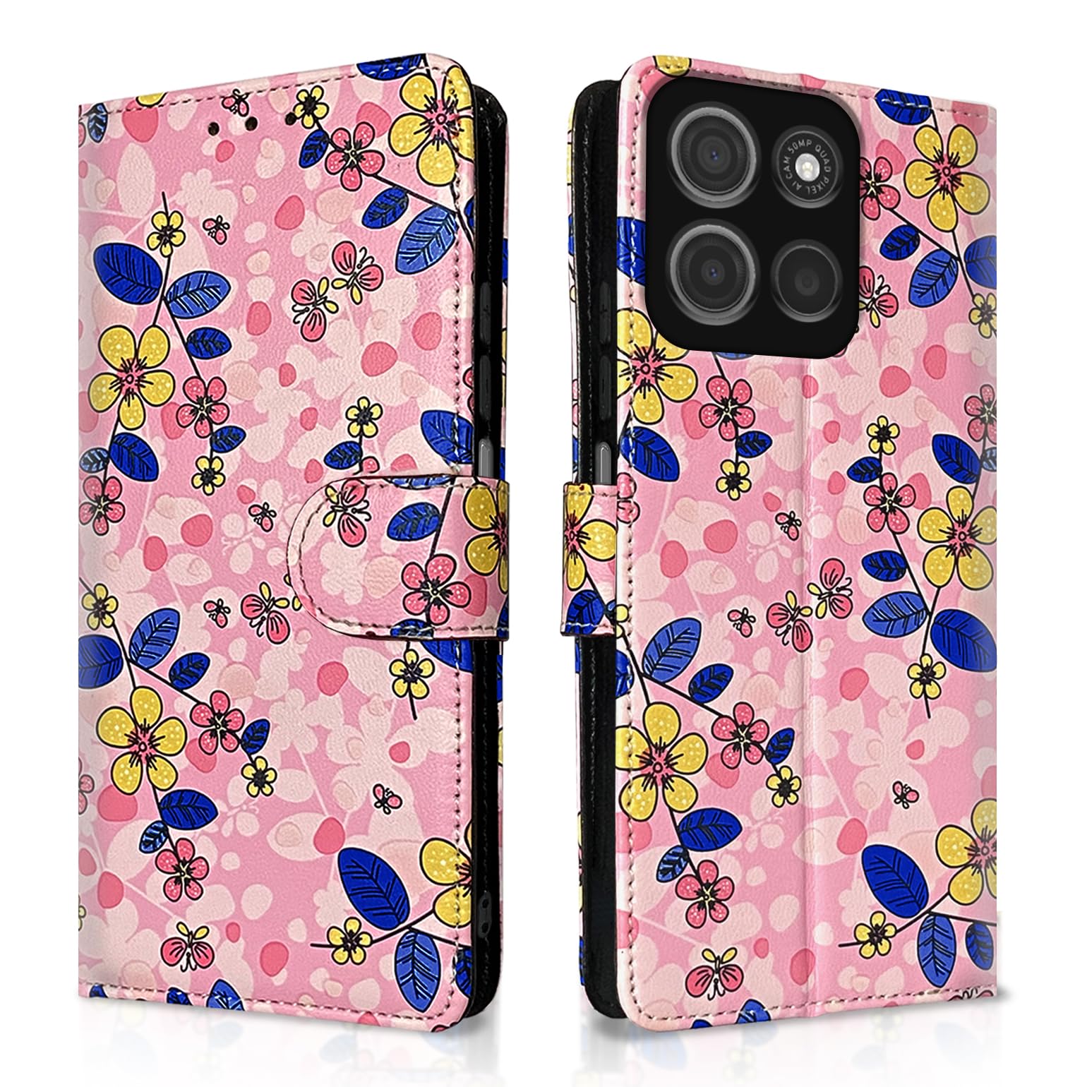 Pink flower flip cover for Moto G15 – Pikkme