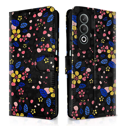 Pikkme black flower flip case for Oppo K12x 5G