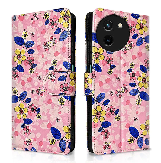 Pikkme Vivo Y200i 5G Flower Flip Cover (Pink)