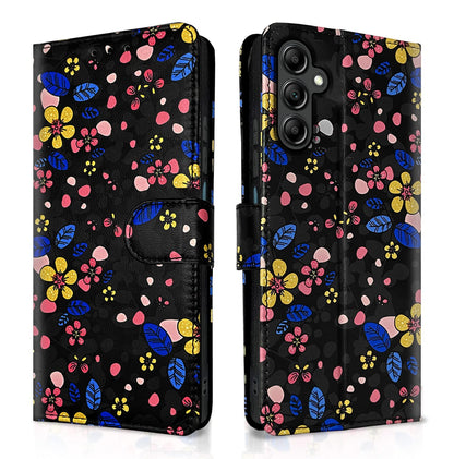 Black flower wallet flip cover for Samsung M14 5G – Pikkme