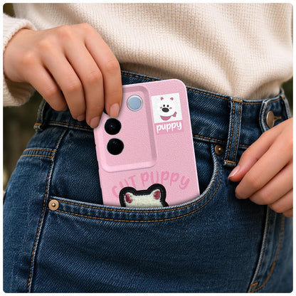 Vivo V27/V27 Pro 5G Plush Patch back cover in pink by Pikkme – photo 4