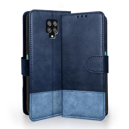 Pikkme Redmi Note 9 Pro/Note 9 Pro Max/Poco M2 Pro/Note 10 Lite Magnetic navy & light blue wallet flip cover