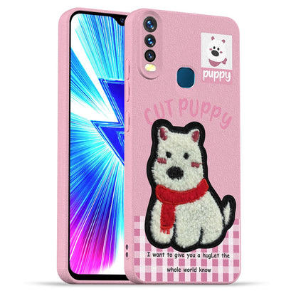 Vivo Y12/Y15/Y17/U10 Plush Patch phone cover in pink by Pikkme