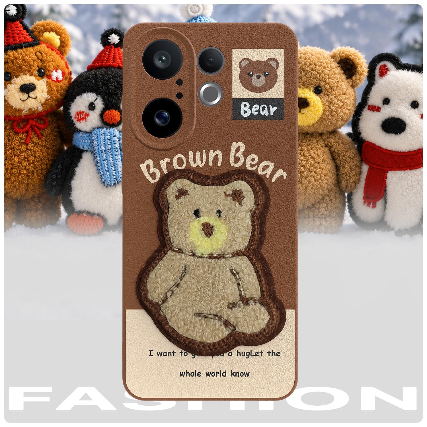 Pikkme brown Plush Patch mobile back cover for Vivo X200 FE 5G – photo 7