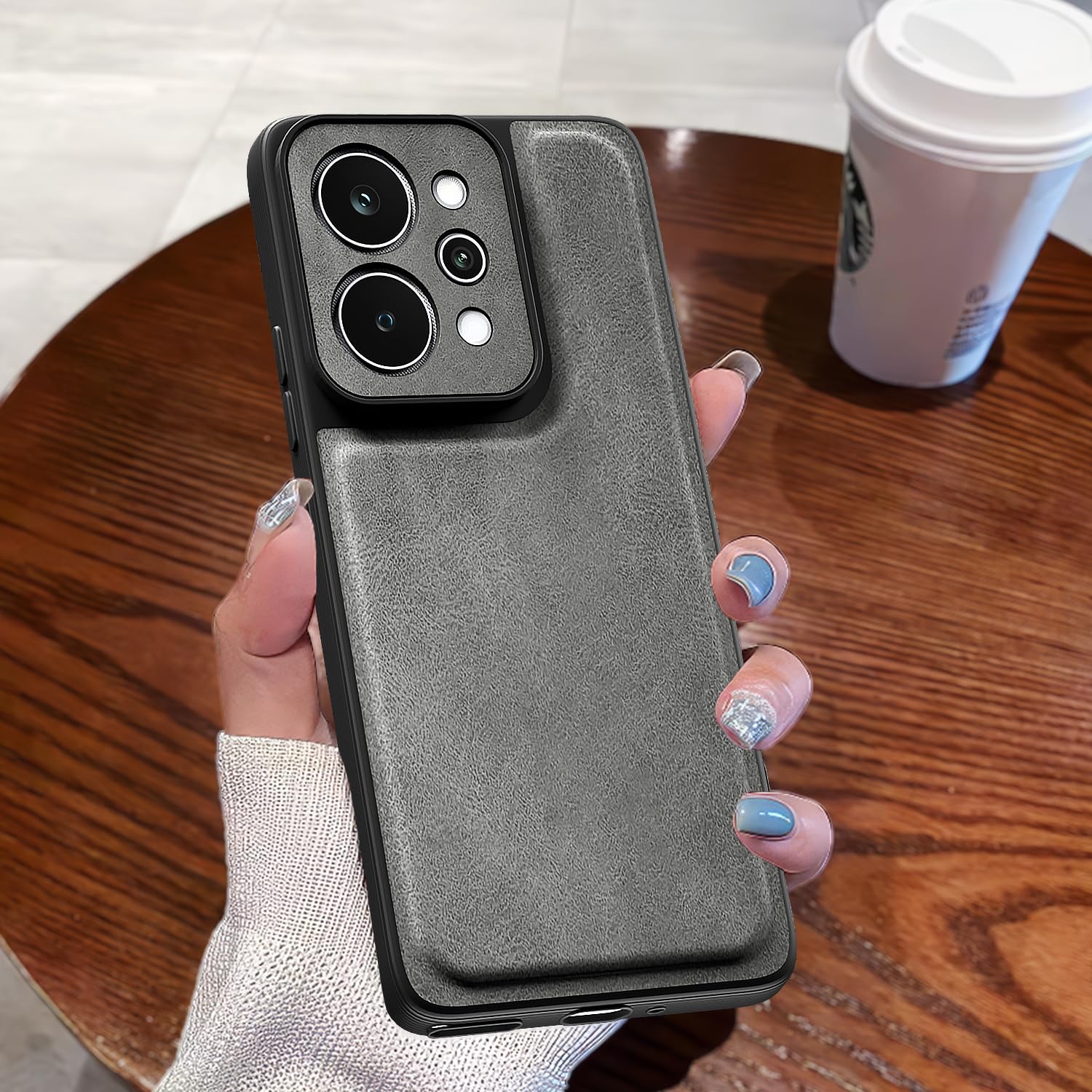 Pikkme Realme P4 Power 5G Leather grey mobile cover – photo 7