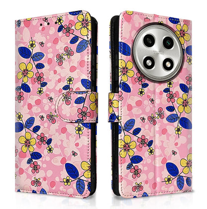 Oppo A2 Pro 5G wallet flip cover in pink flower by Pikkme