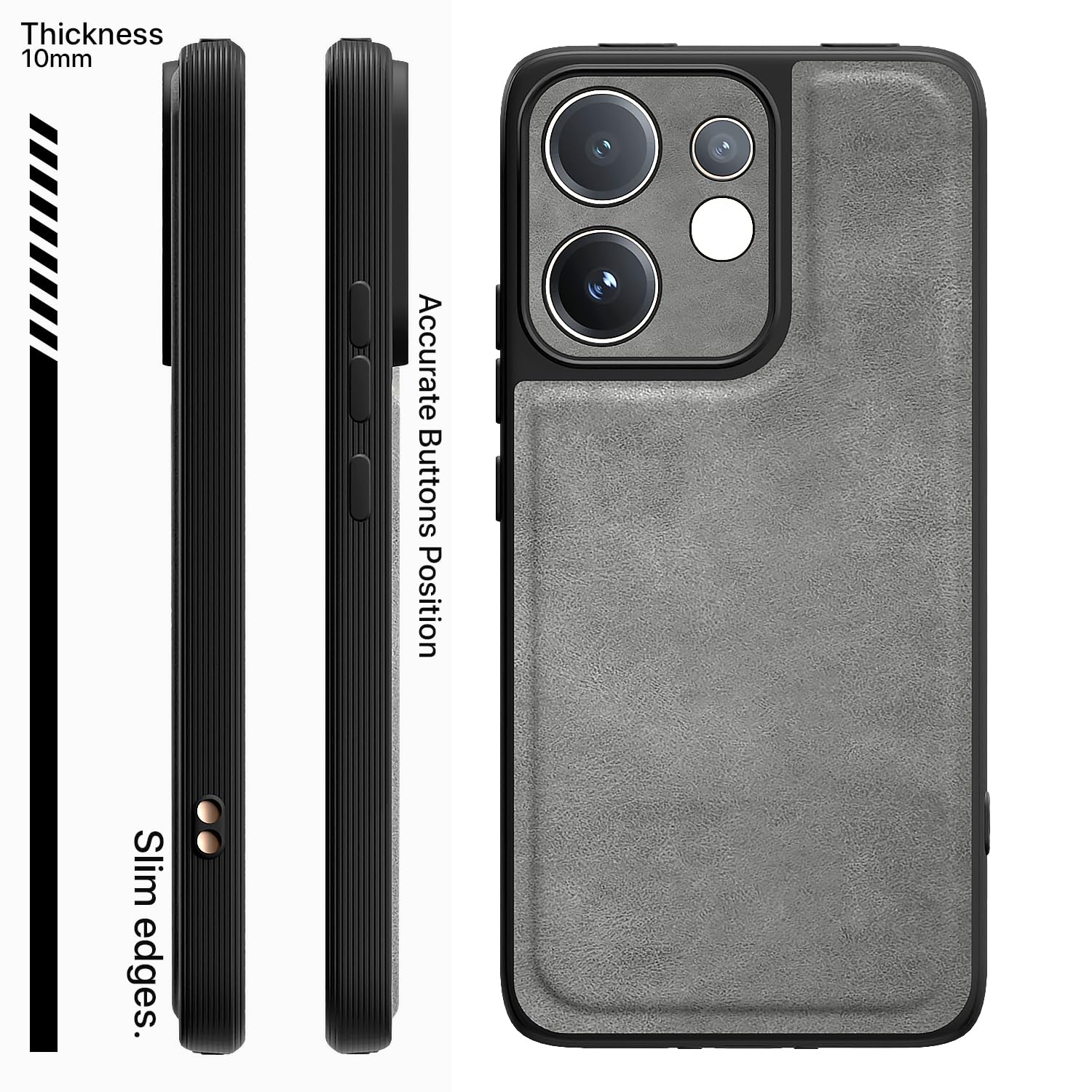Grey Leather phone cover for Vivo V60/T4 Pro 5G – Pikkme – photo 3
