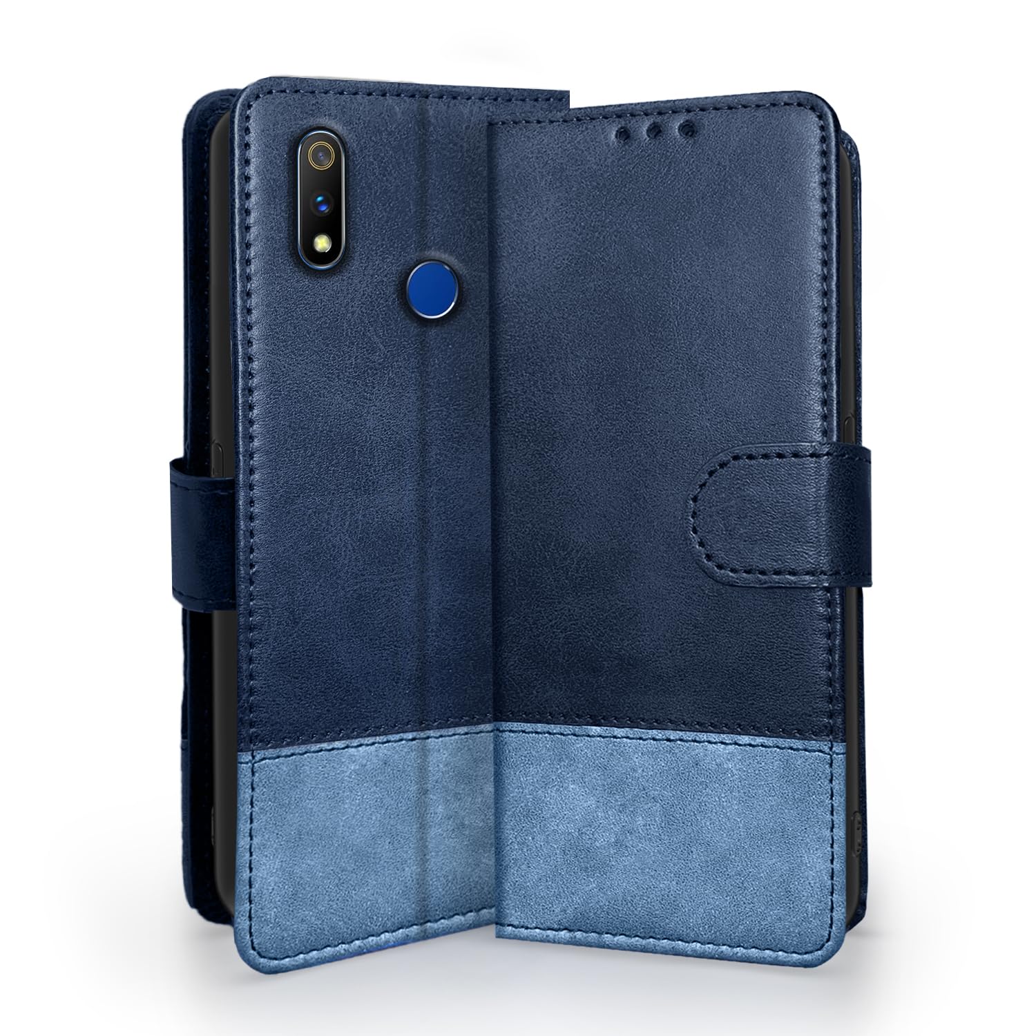 Navy & light blue wallet flip cover for Realme 3 Pro – Pikkme