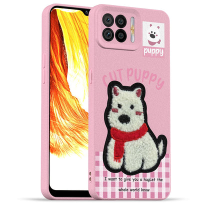 Pikkme Oppo F17 Plush Patch pink mobile back cover